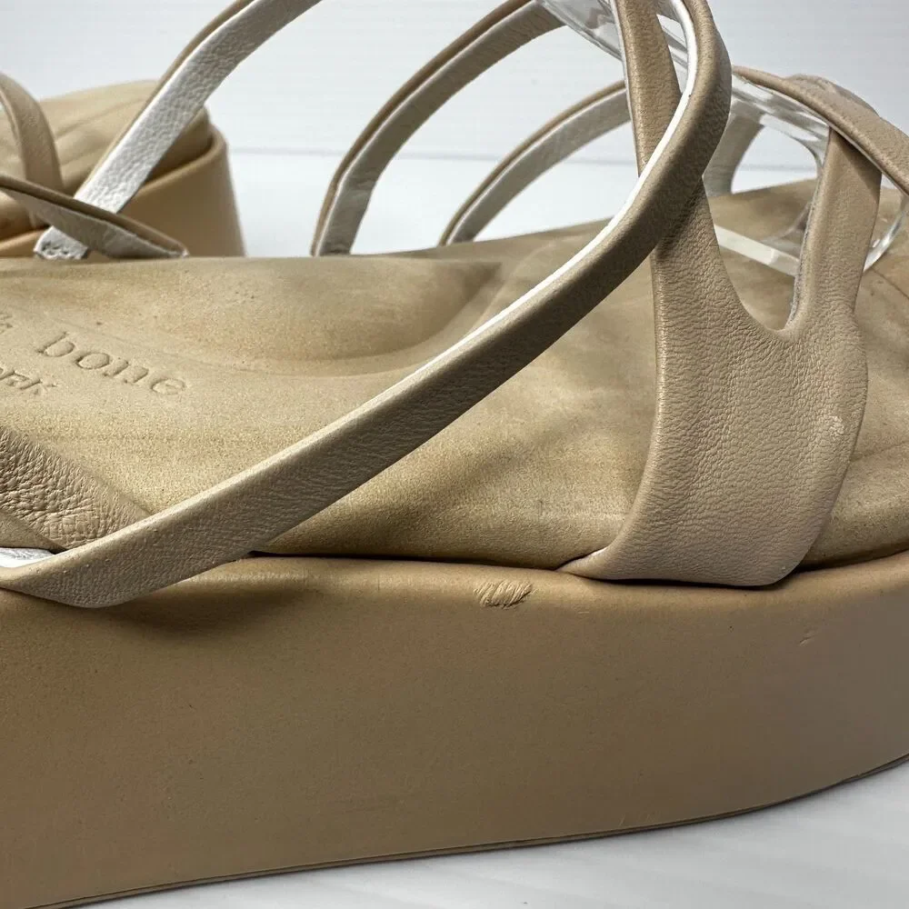 Rag & Bone Flatform Sandals 10 Strappy Minimalist Festival Neutral Tan Logan